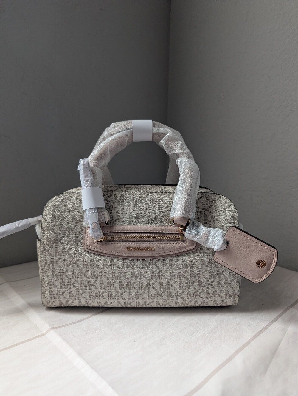NWT Michael Kors Jet Set Travel Extra-Small Signature Logo Duffel Crossbody Bag